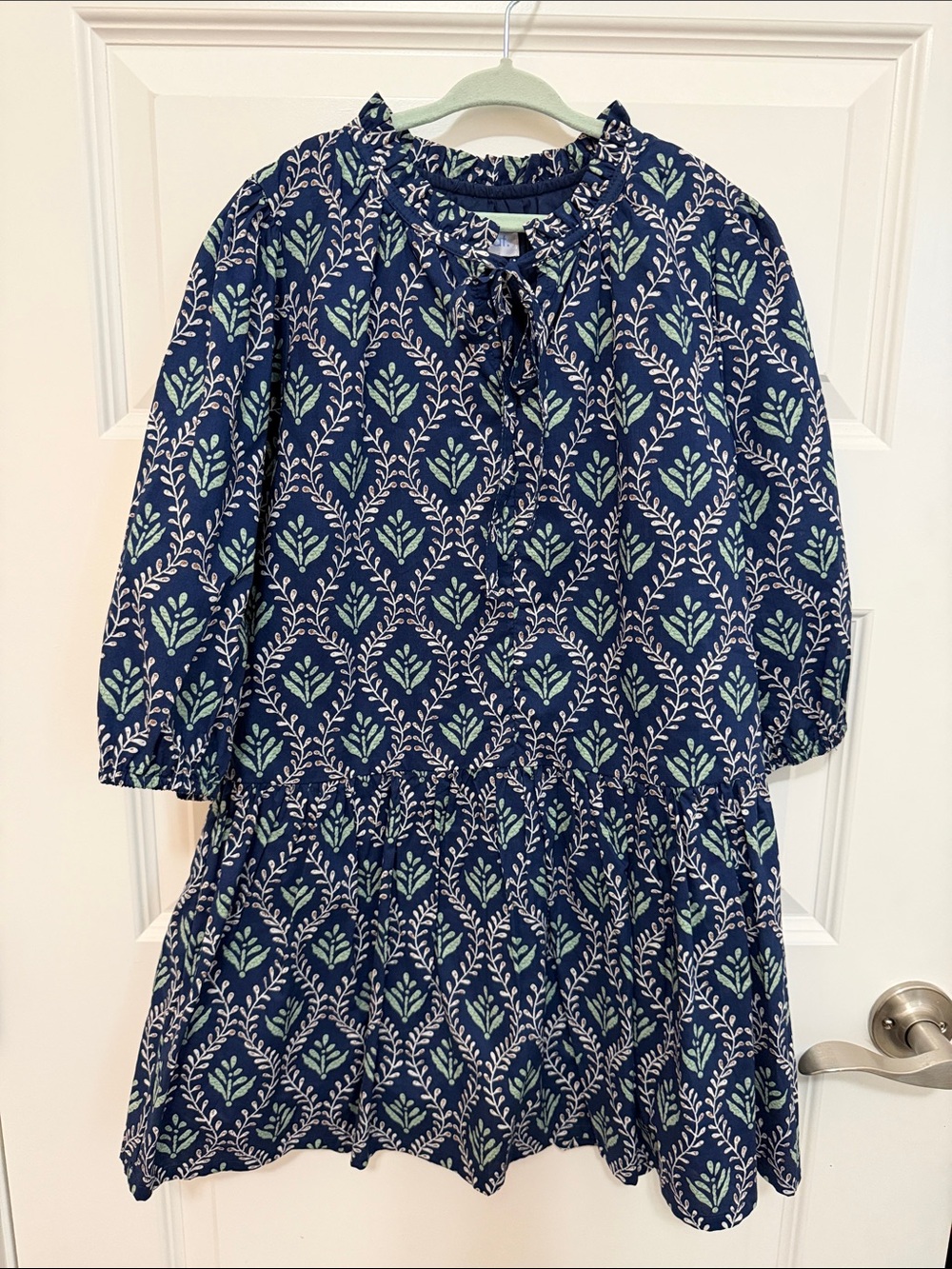Like New Girls' 10 Navy Blue Floral Tiered Casual Dress with Liner